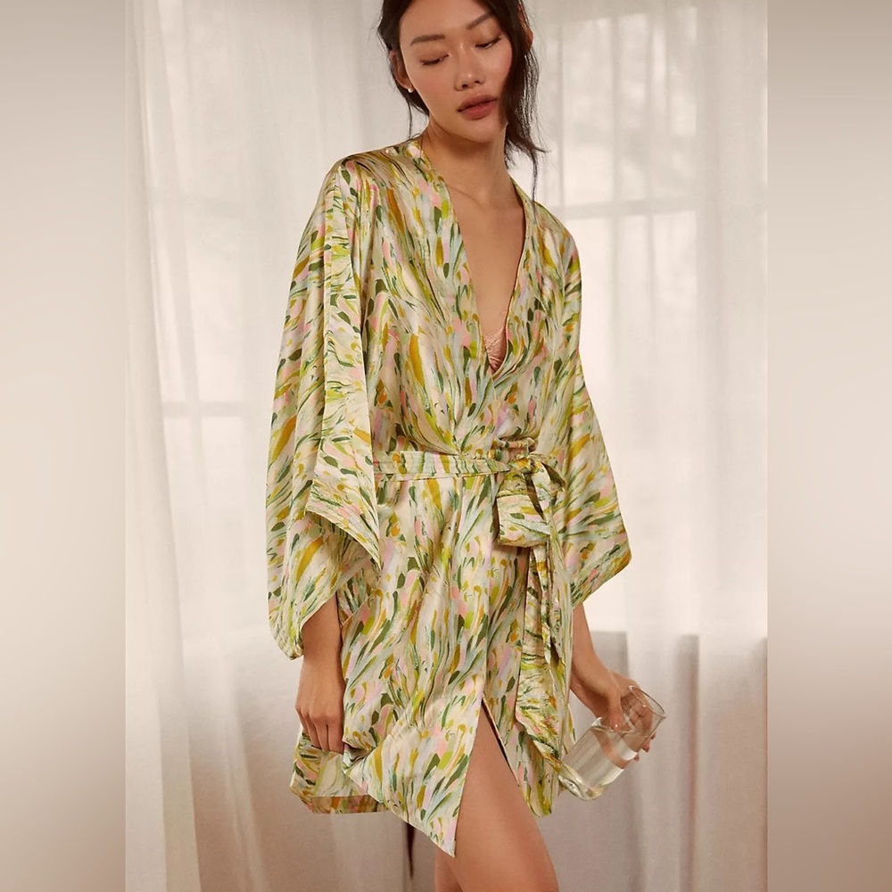 NWT Anthropologie Long-Sleeve Marble Robe L/XL